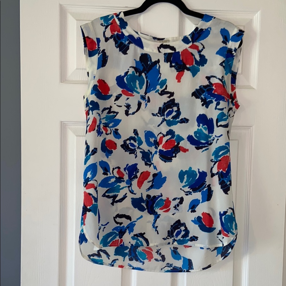Floral Sleeveless Top - Blue and Red